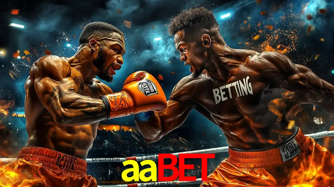 Dois boxeadores em uma luta intensa e explosiva, representando a adrenalina e as oportunidades de apostas em esportes de combate disponíveis na plataforma aabet.