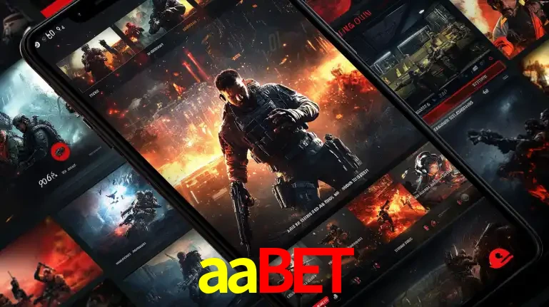 Tela de um celular exibindo uma galeria de jogos de tiro com temática militar, mostrando a variedade de e-sports disponíveis para apostas na plataforma de entretenimento aabet.